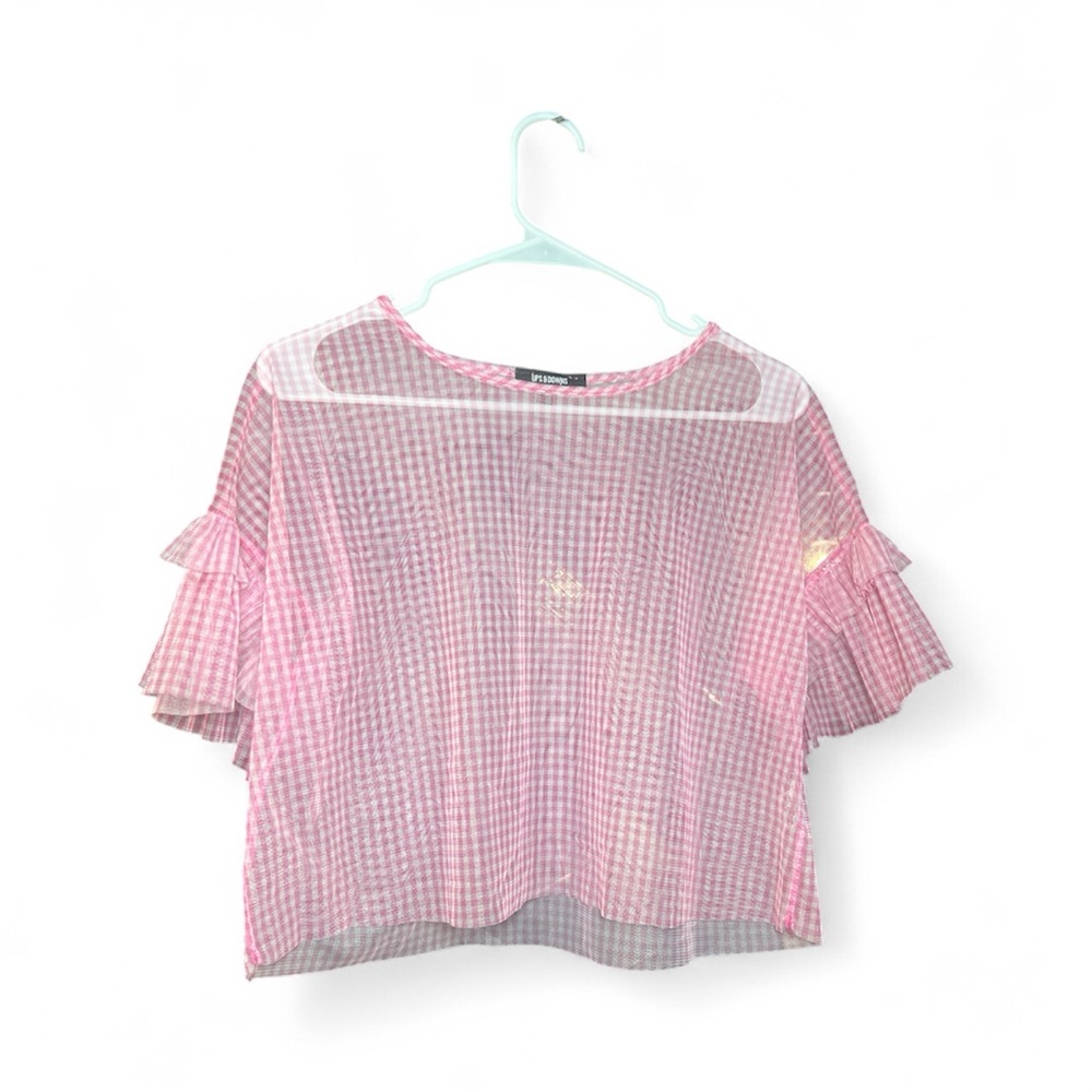 Pink gingham Mesh Top S